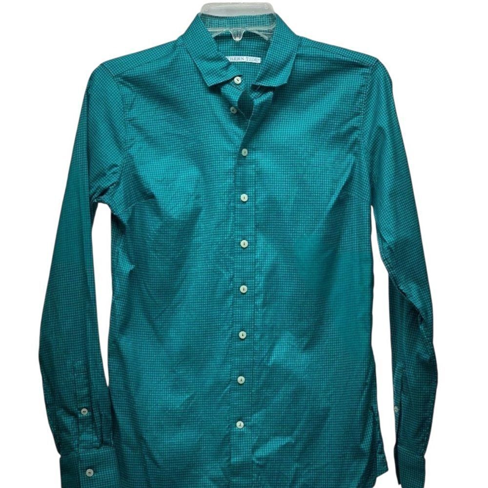 Southern Tide Teal Checked Shirt Size 4